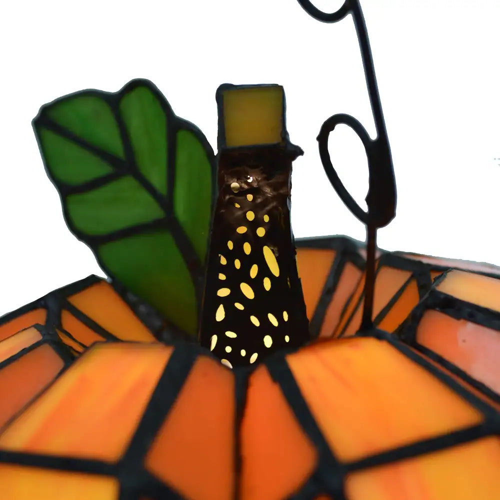 9" H Patch the Pumpkin Stained Glass Accent Lamp - 8.25"L x 8.25"W x 9"H